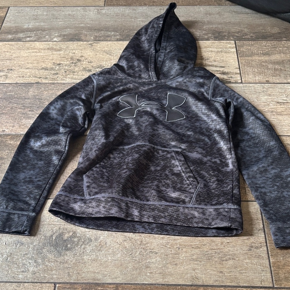 Under Armour Kids Black Heather Pullover Hoodie with Logo